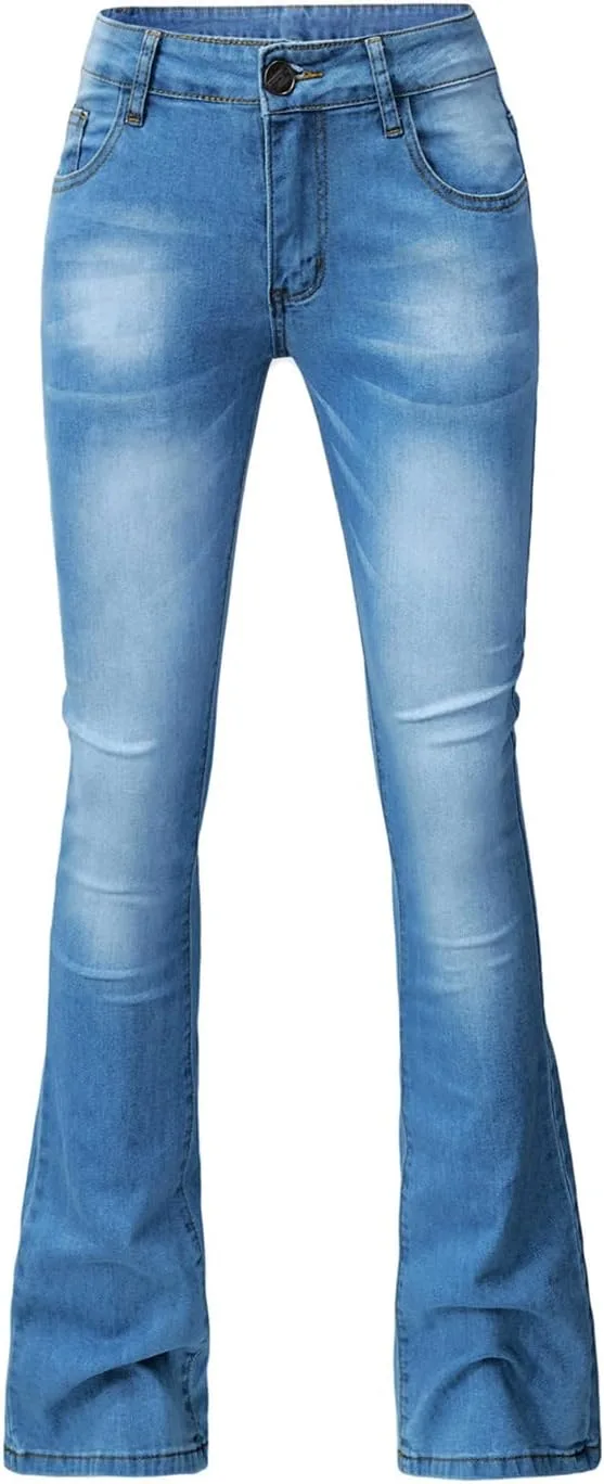 Джинсы Bell Bottom для женщин High Waisted Stretchy Skinny Curvy Flare