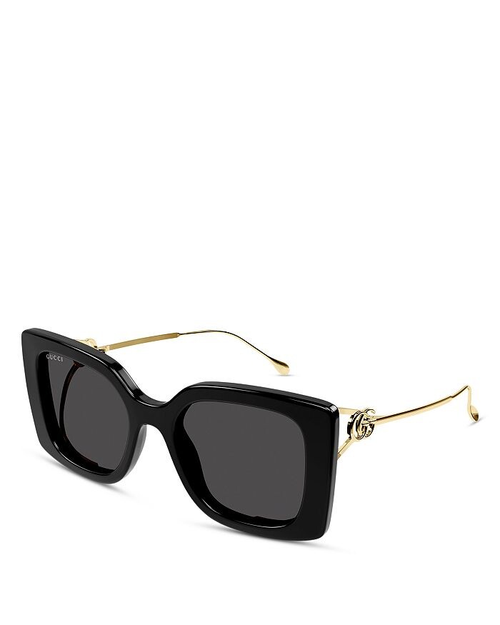 

Солнцезащитные очки Gucci Flat & Bend Squared, литье и металл, 54 мм, черный