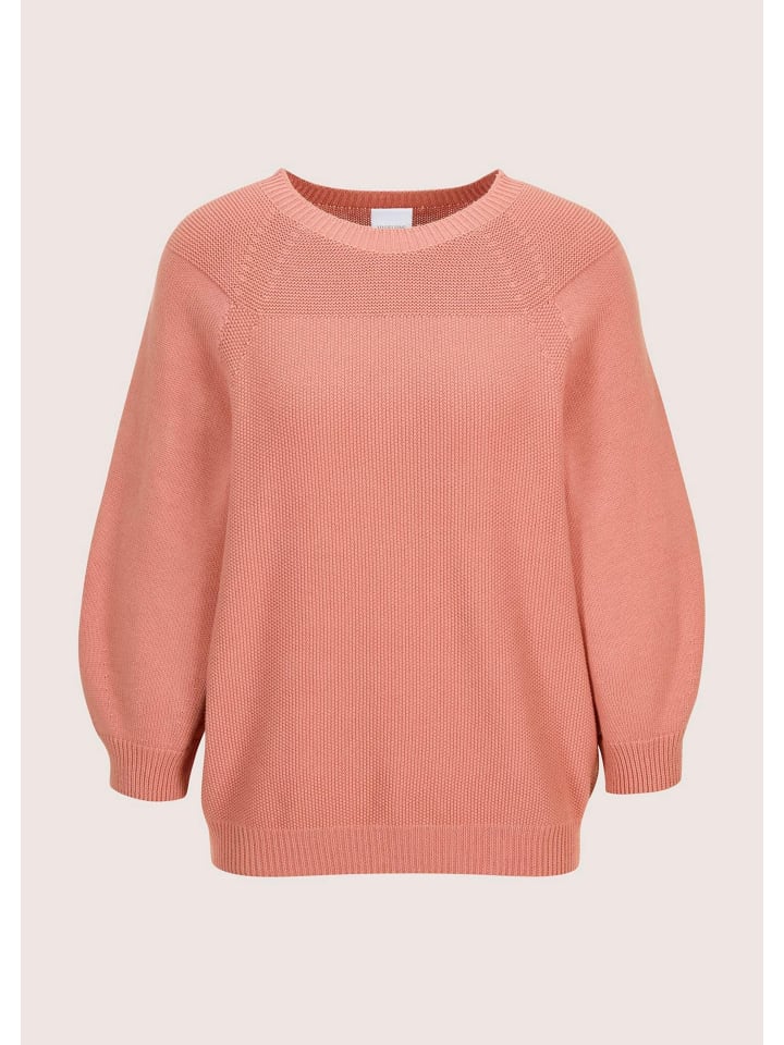 

MADELEINE Классический хлопковый свитер с жемчужным узором бледно-розового цвета