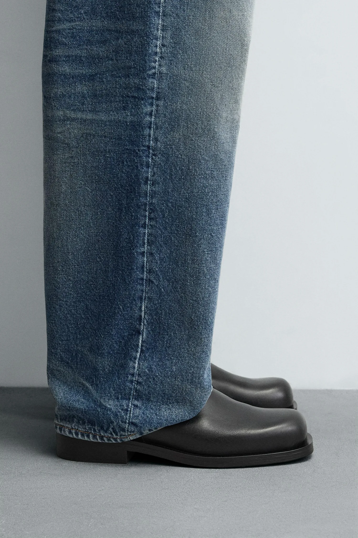 Кожаные ботинки Zara, черный