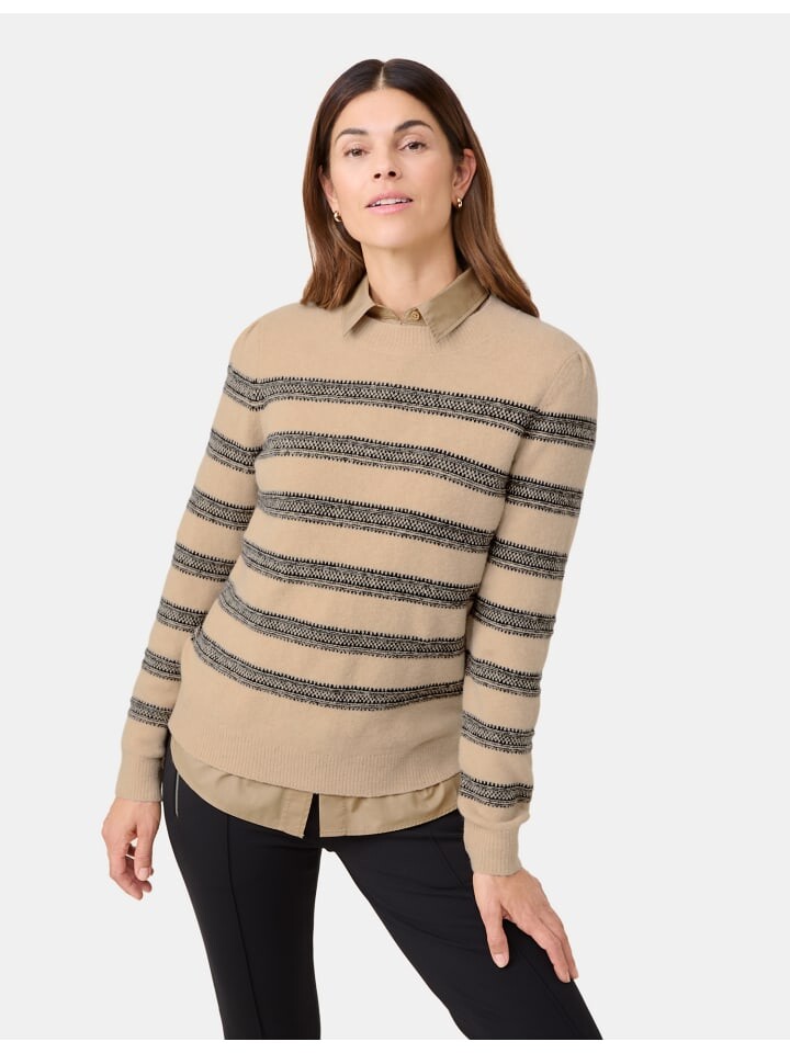

Пуловер Gerry Weber Langarm Rundhals, цвет nature/black stripe
