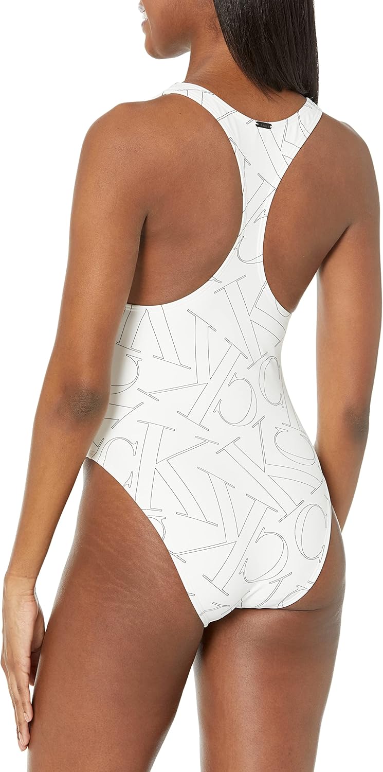 Женский слитный купальник Calvin Klein Standard со съемными чашечками и спиной-борцовкой, Soft White Logo — фото 3