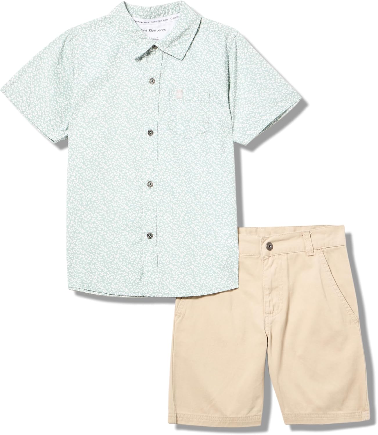 

Комплект из двух рубашек и шорт Calvin Klein для мальчиков, Blue Surf/Bright White/Nautical Stone