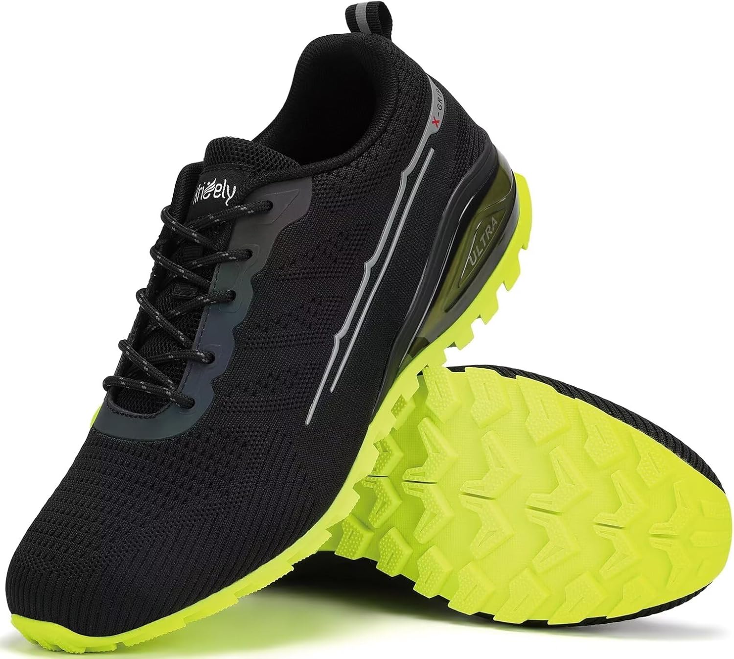 

Мужские модные кроссовки Легкие дышащие прогулочные туфли Теннисные кроссовки для кросс-тренинга Нескользящие кроссовки для бега по пересеченной местности Ikunka, черный