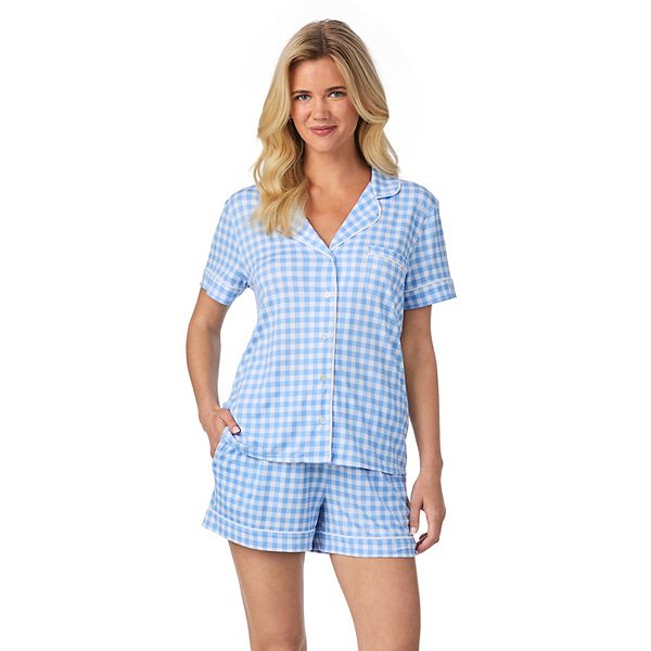 

Женский комплект пижамы с коротким рукавом и шортами Draper James, Blue Gingham