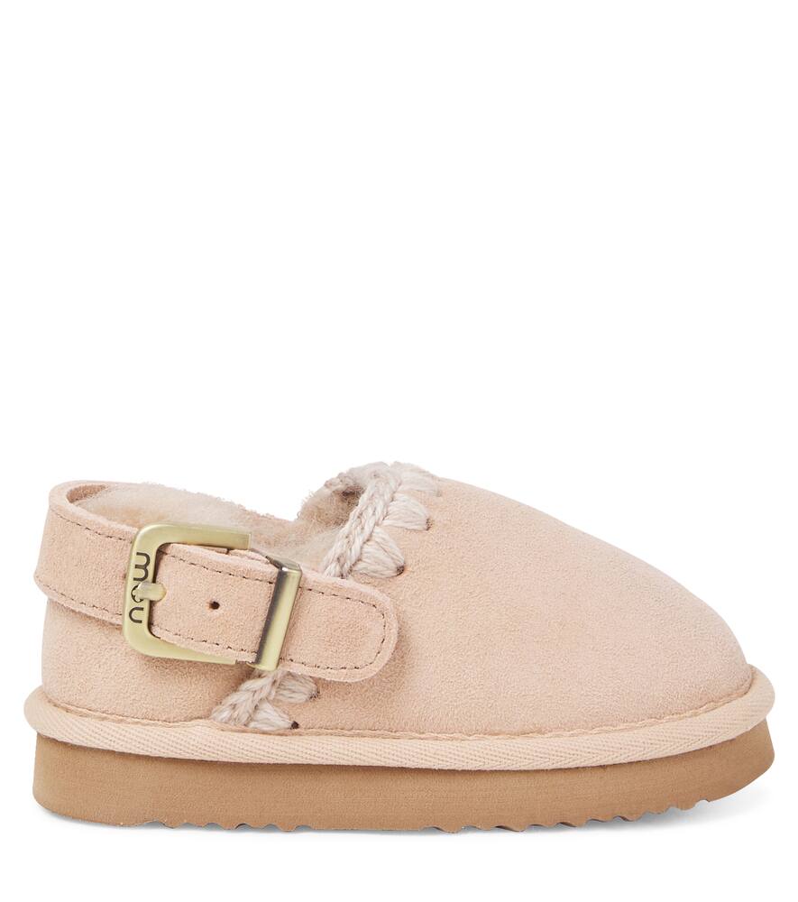 Вышитые замшевые клоги с подкладкой из овчины Mou Kids, Rose Beige — фото 3