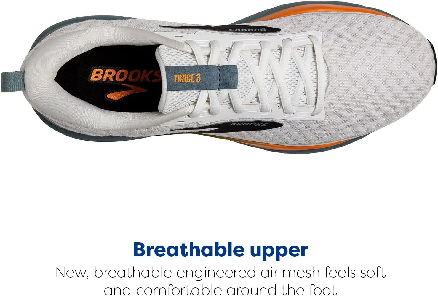 Мужские кроссовки Brooks Trace 3, белый/синий/оранжевый — фото 4