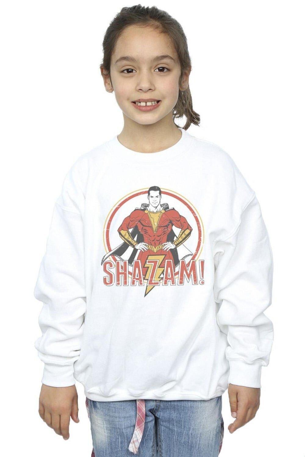 

Толстовка Shazam Retro Circle с эффектом потертости DC Comics, белый