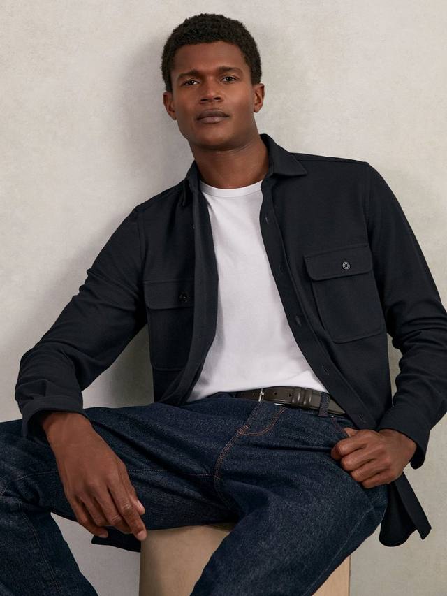 

Форсайт хлопковая рубашка с длинными рукавами и воротником Reiss