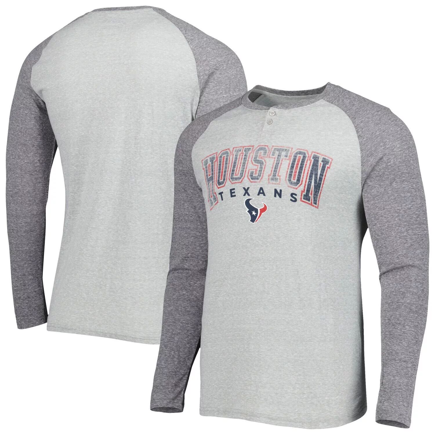 

Мужская футболка Concepts Sport Heather Grey Houston Texans Ledger Raglan с длинным рукавом в стиле Хенли