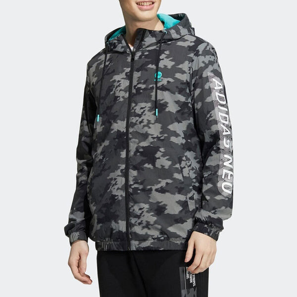 Куртка Men's adidas neo Camouflage Alphabet Stripe Woven Athleisure Casual Sports Hooded Jacket Black, мультиколор — фото 3
