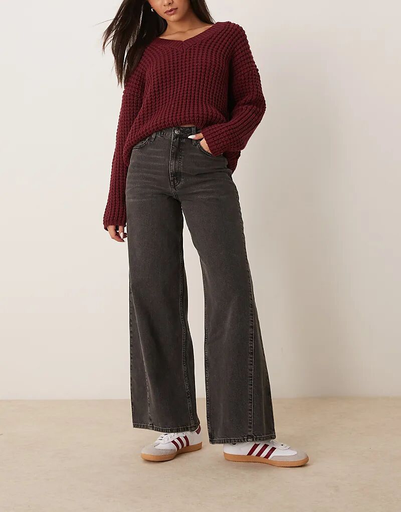 

Широкие джинсы черного цвета Miss Selfridge