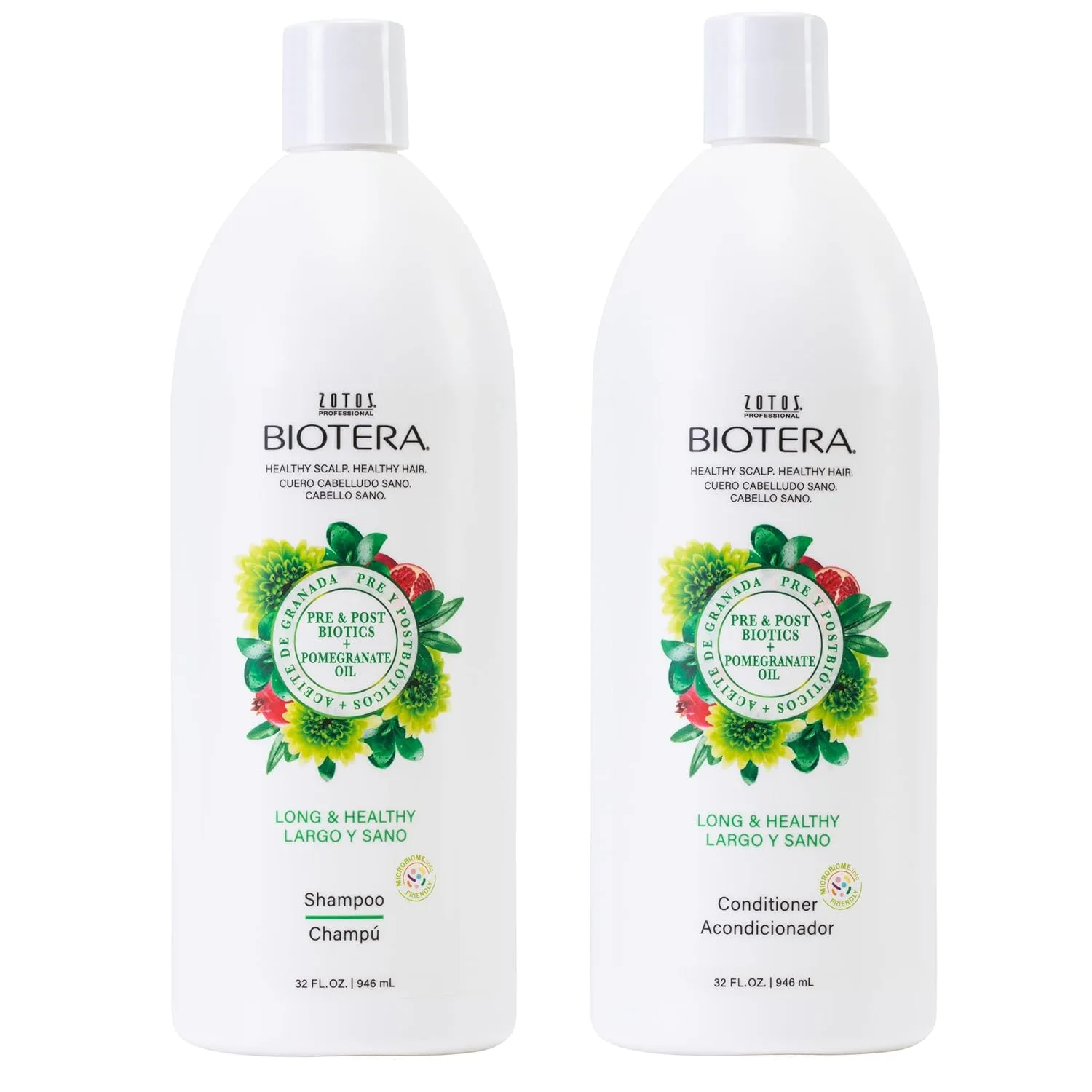 Biotera Long & Healthy укрепляющий шампунь для длинных и растущих волос, дружественный к микробиому, веганский, без парабенов, безопасный для окрашенных волос 946 мл (2 шт.), Green