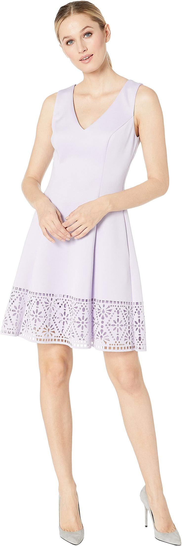 

Платье Vince Camuto Scuba Sleeveless Fit & Flare Dress w/ Cut Out Back & Laser Cut Hem, цвет Lavender