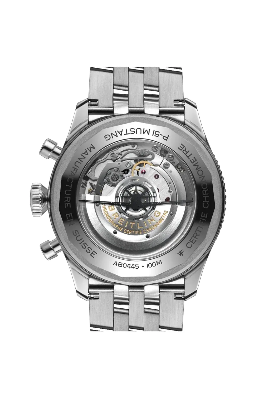 СУПЕР AVI B04 ХРОНОГРАФ GMT 46 P-51 MUSTANG - AB04453A1B1A1 BREITLING, серебряный — фото 2