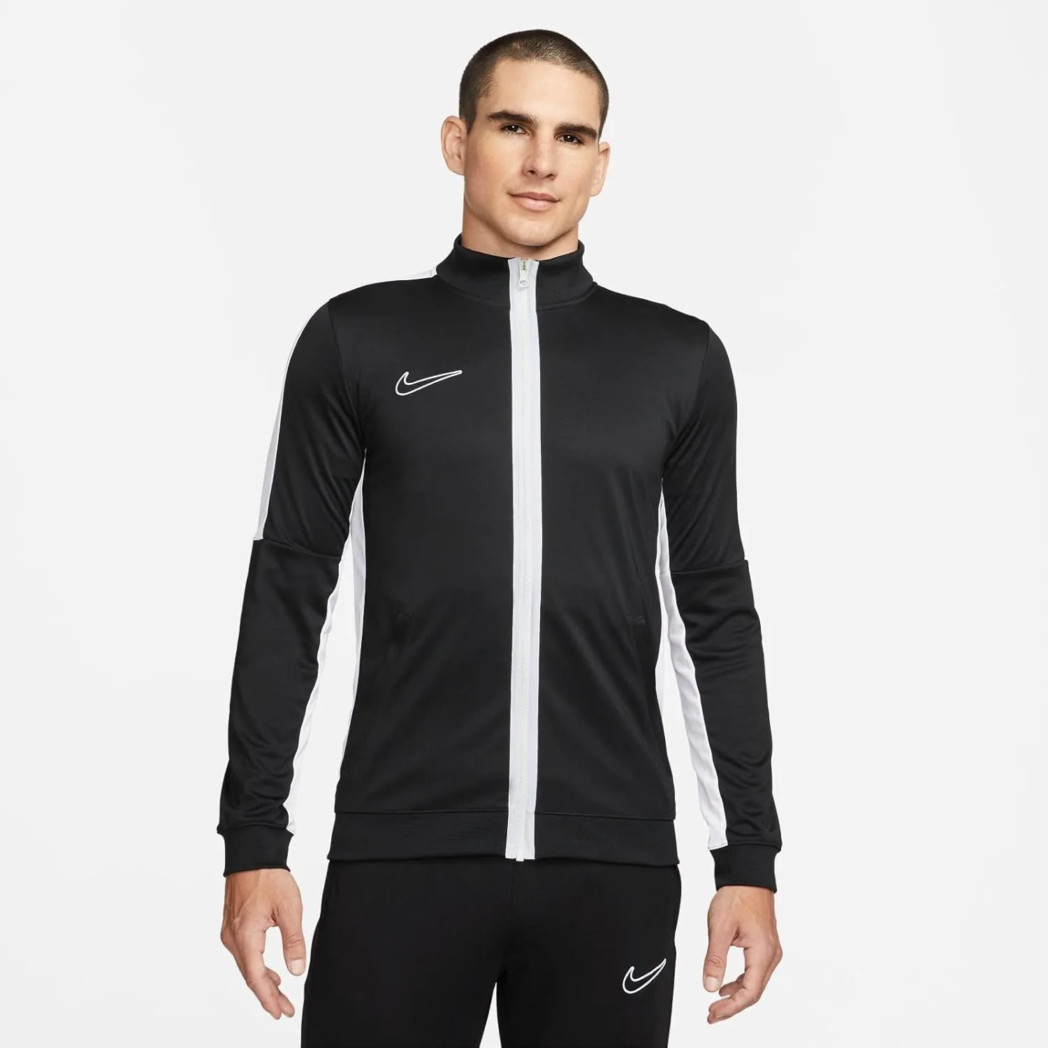 Мужская вязаная футбольная куртка Nike M Nk Df Acd23 Trk Jkt K, черно-белый — фото 2