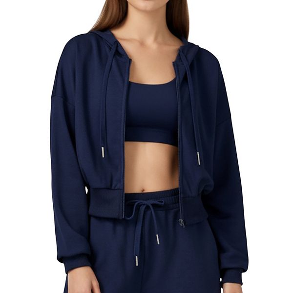 

Женская укороченная худи на молнии с капюшоном на шнурке и длинными рукавами Anna-Kaci, Navy, Синий, Женская укороченная худи на молнии с капюшоном на шнурке и длинными рукавами Anna-Kaci, Navy