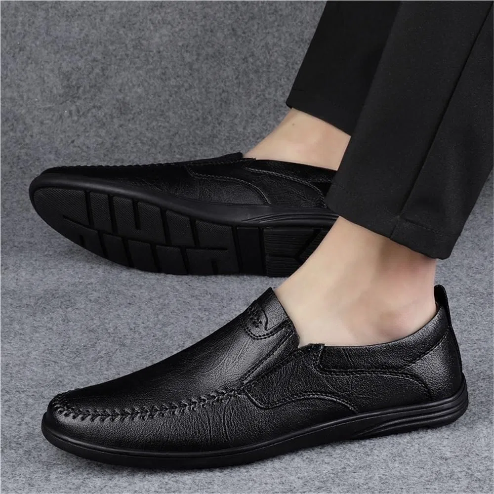 Мужские лоферы Leather Loafers, Black DHFIRUFSHLO — фото 3