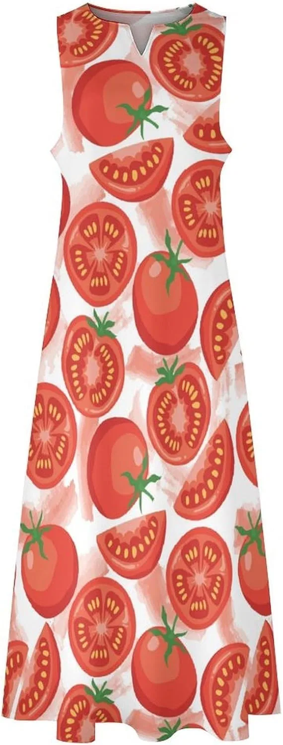 Платье Cute Tomatos Женские платья Длина до щиколотки Комбинация Летнее платье Рабочее платье V-образный вырез Макси-юбка Праздничное — фото 4
