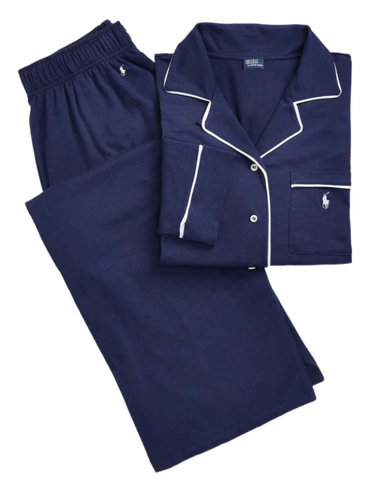 

Пижамный комплект с длинными рукавами и отделкой кантом от Polo Ralph Lauren, синий