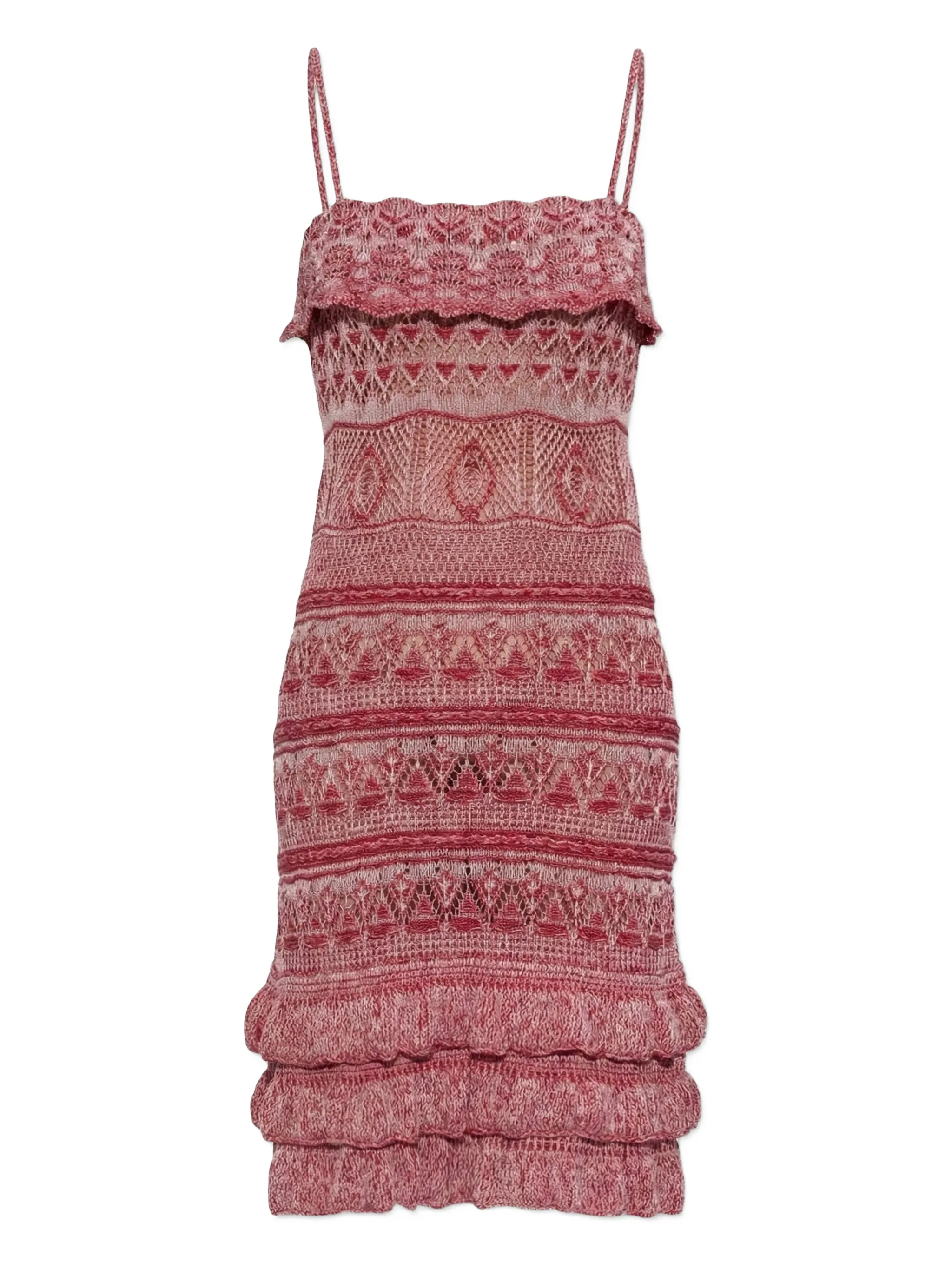 

Мини-платье на тонких бретельках с оборками Etro, красный