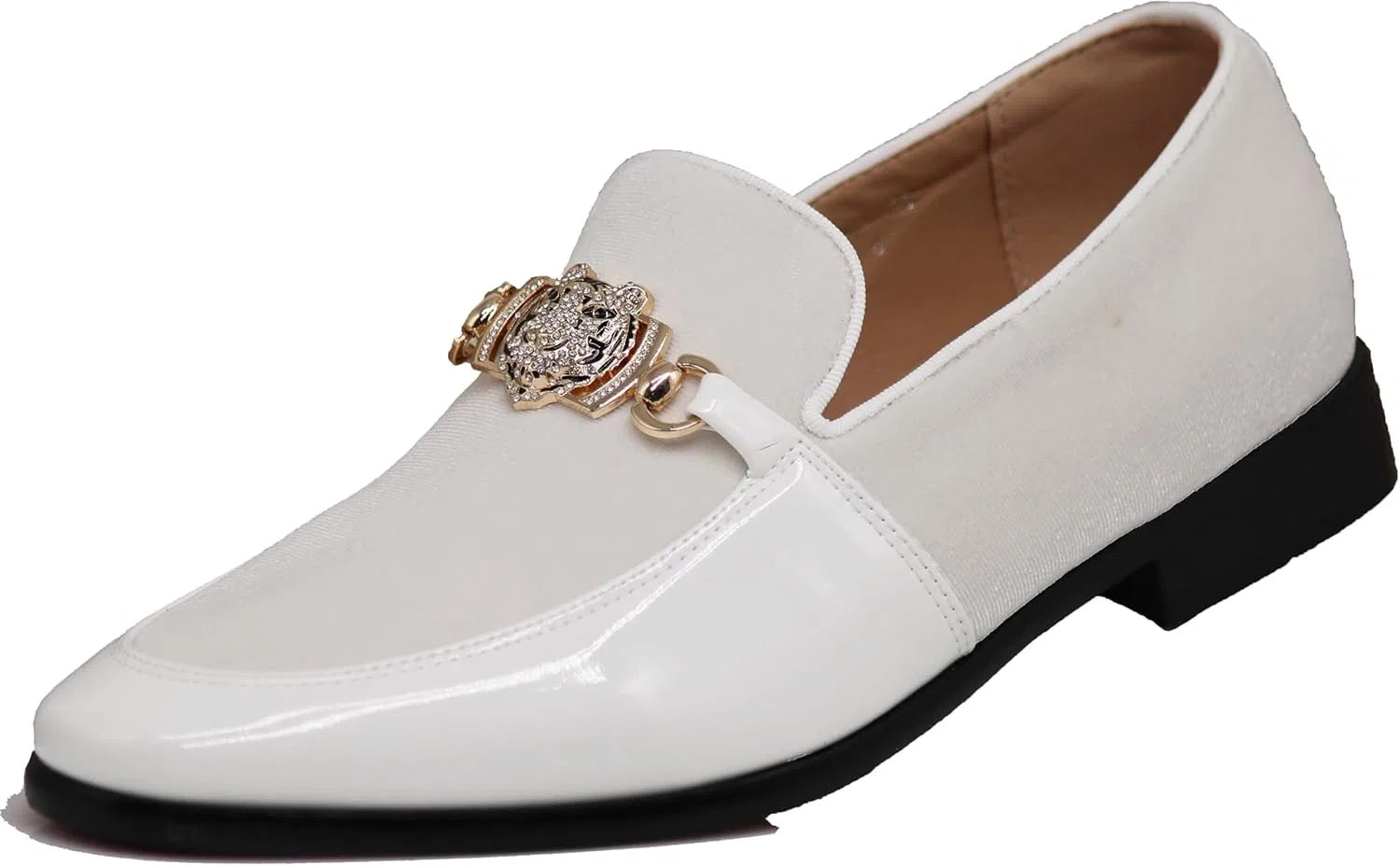 Мужские слипоны Enzo Romeo SPK65 Fashion с пряжкой и стразами, White Opulent Garden