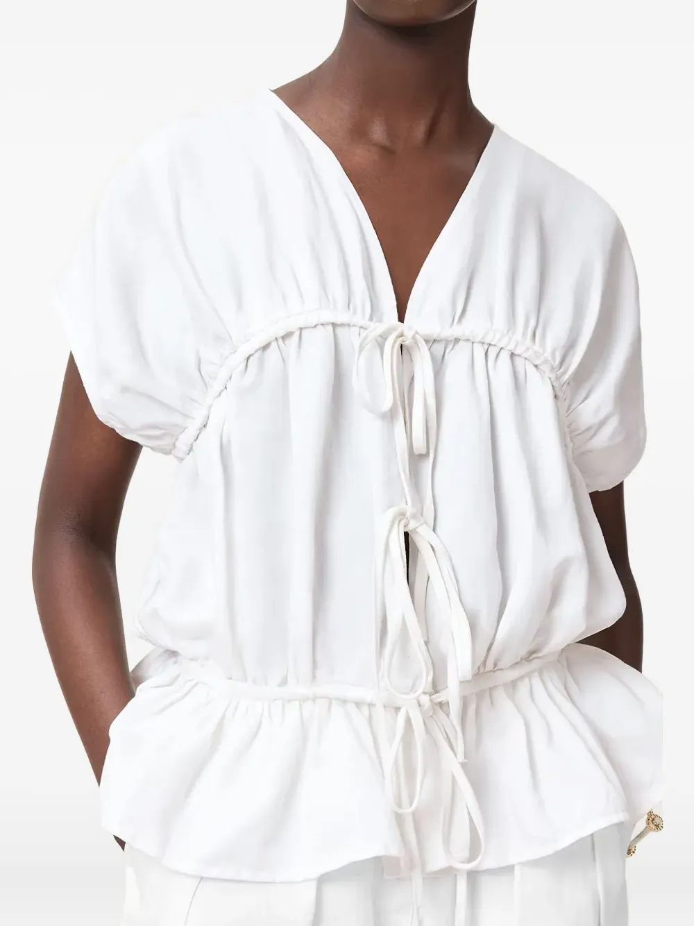 Топ Remy с завязками спереди и оборками AllSaints, белый — фото 3
