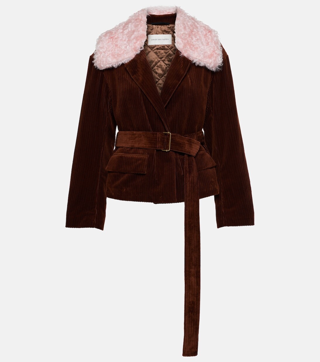 

Куртка из вельвета и искусственного меха Dries Van Noten, фиолетовый