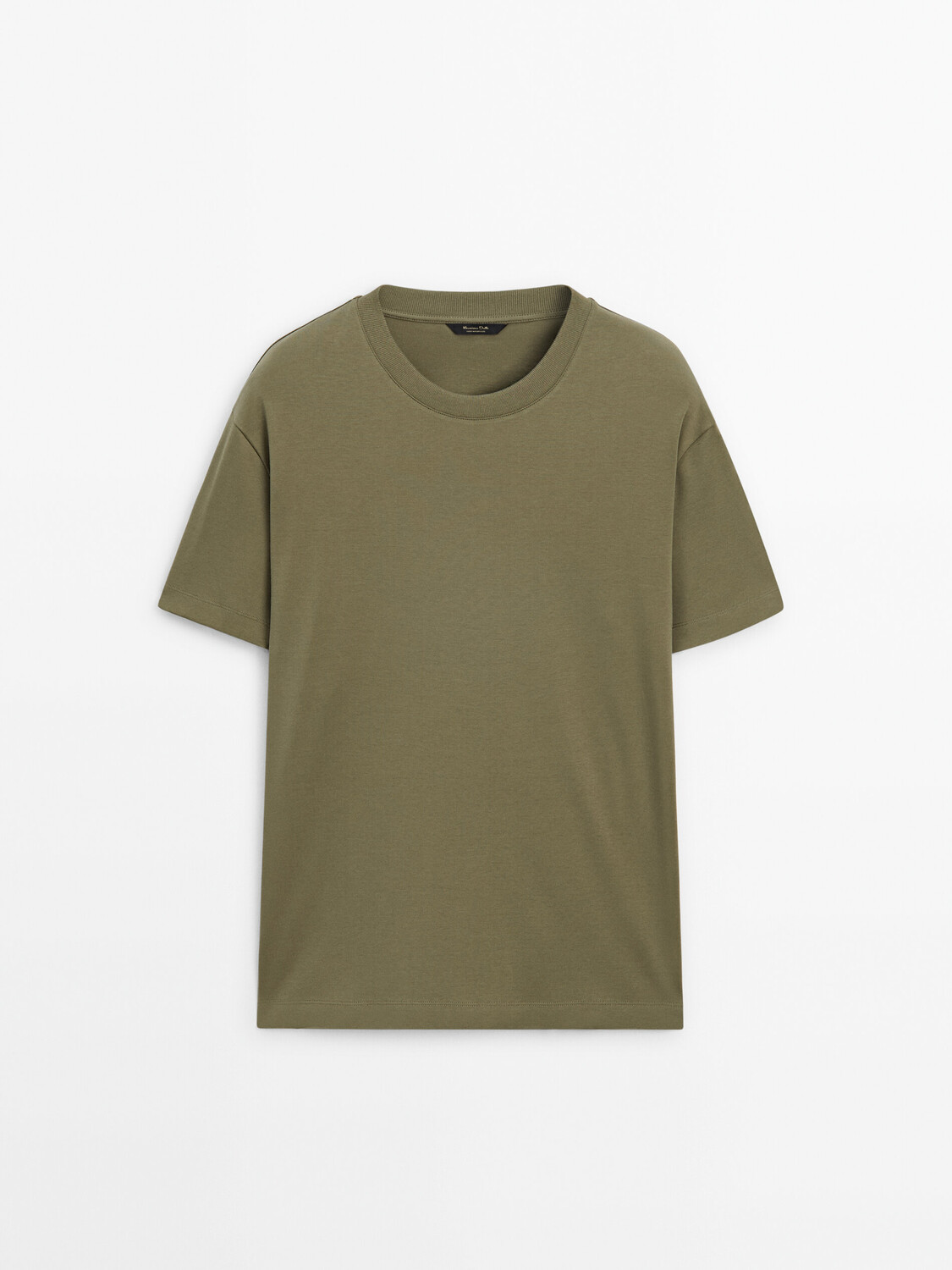 

Футболка с короткими рукавами и круглым вырезом Massimo Dutti, хаки