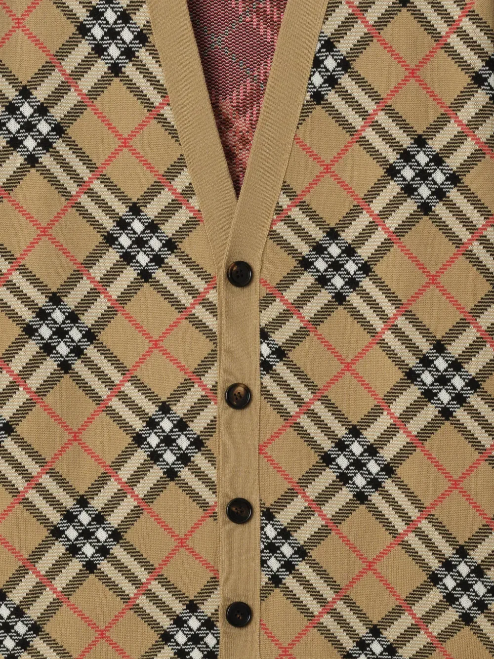 Кардиган Burberry в клетку, с пуговицами, бежевый — фото 2
