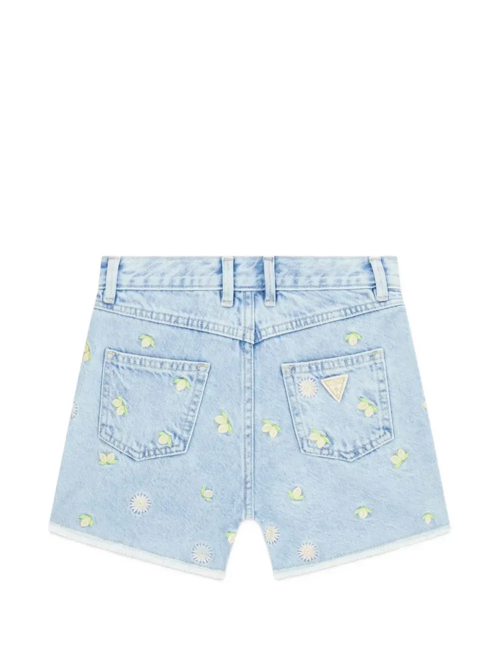 Джинсовые шорты с цветочной вышивкой Guess Kids, синий — фото 2