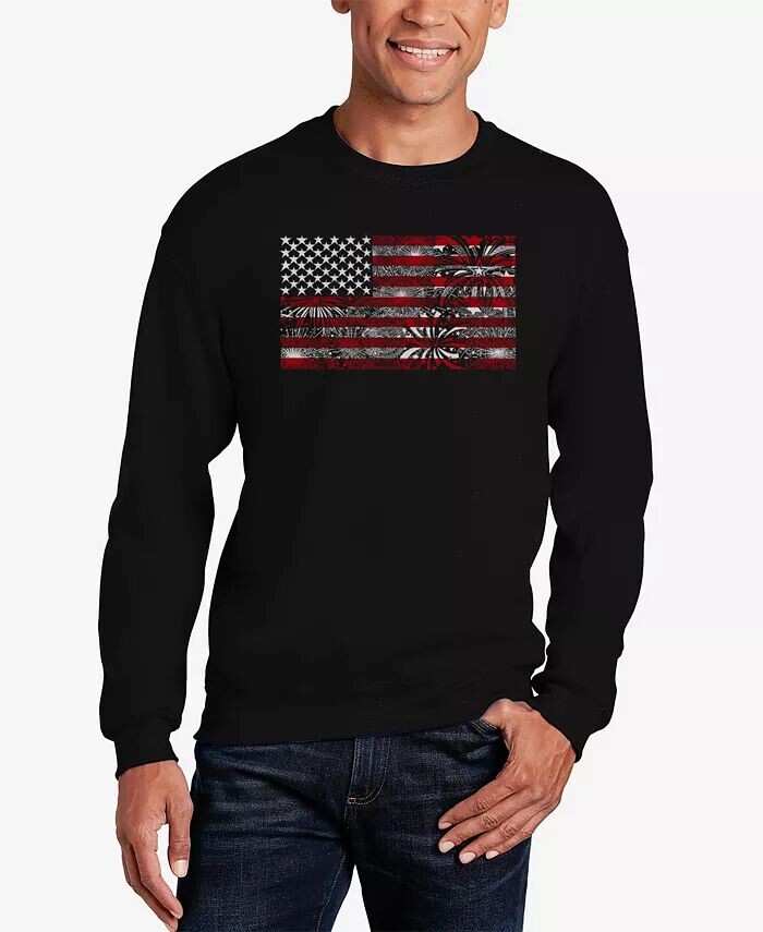 

Мужская толстовка Word Art Crewneck с изображением американского флага и фейерверков LA Pop Art, черный