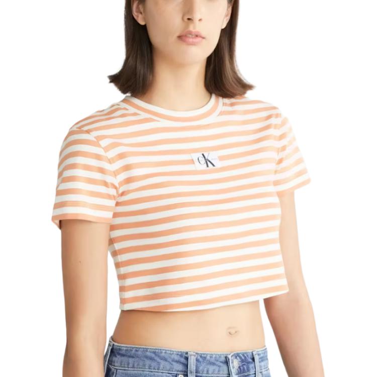 Футболка CALVIN KLEIN женская цвета слоновой кости и тропического апельсина — фото 2