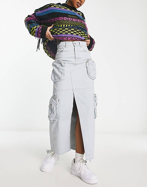 

Юбка макси карго The Ragged Priest из денима с эффектом потертости