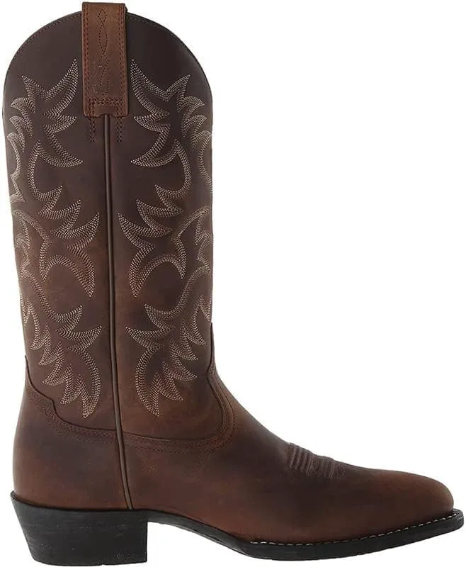 

Мужские западные ковбойские сапоги с круглым носком и вышивкой Generic, коричневый