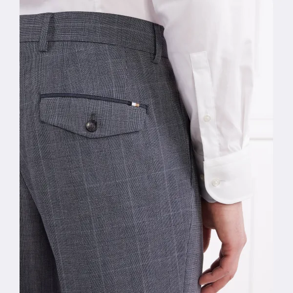 Брюки узкого кроя h-genius-pleat-232 с добавлением шерсти Boss, синий — фото 4