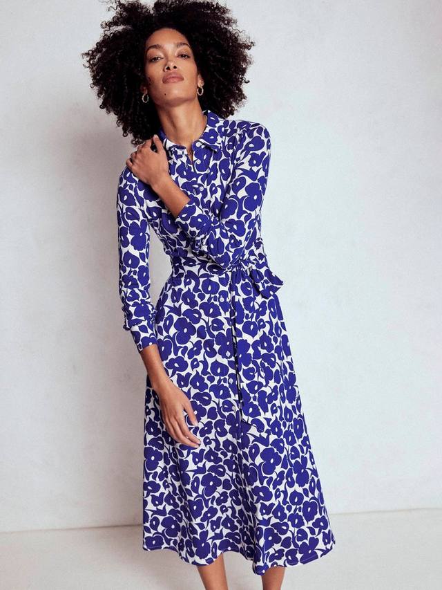 

Марсия платье-рубашка из джерси с цветочным принтом Boden, Blue/Multi