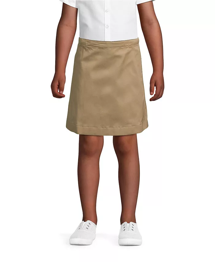 

Шорты-юбка Chino Above Knee для девочек Big Girls Blend Lands' End, коричневый/бежевый