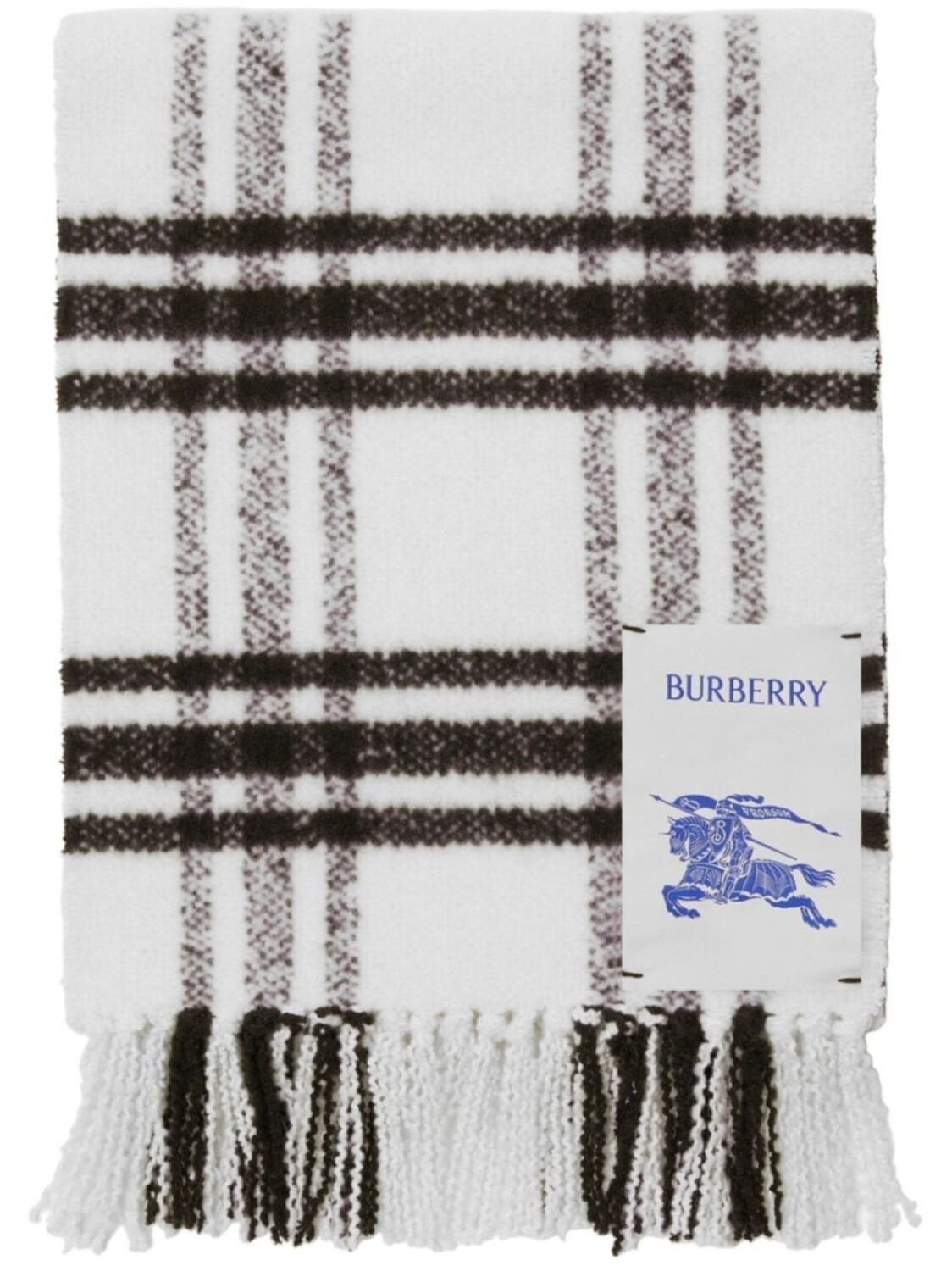

Burberry шерстяной клетчатый шарф с бахромой, белый