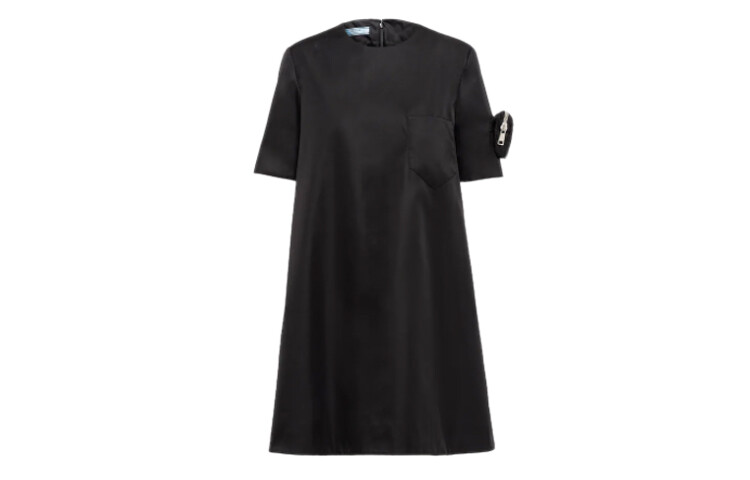 

Платье с короткими рукавами женское черное Prada