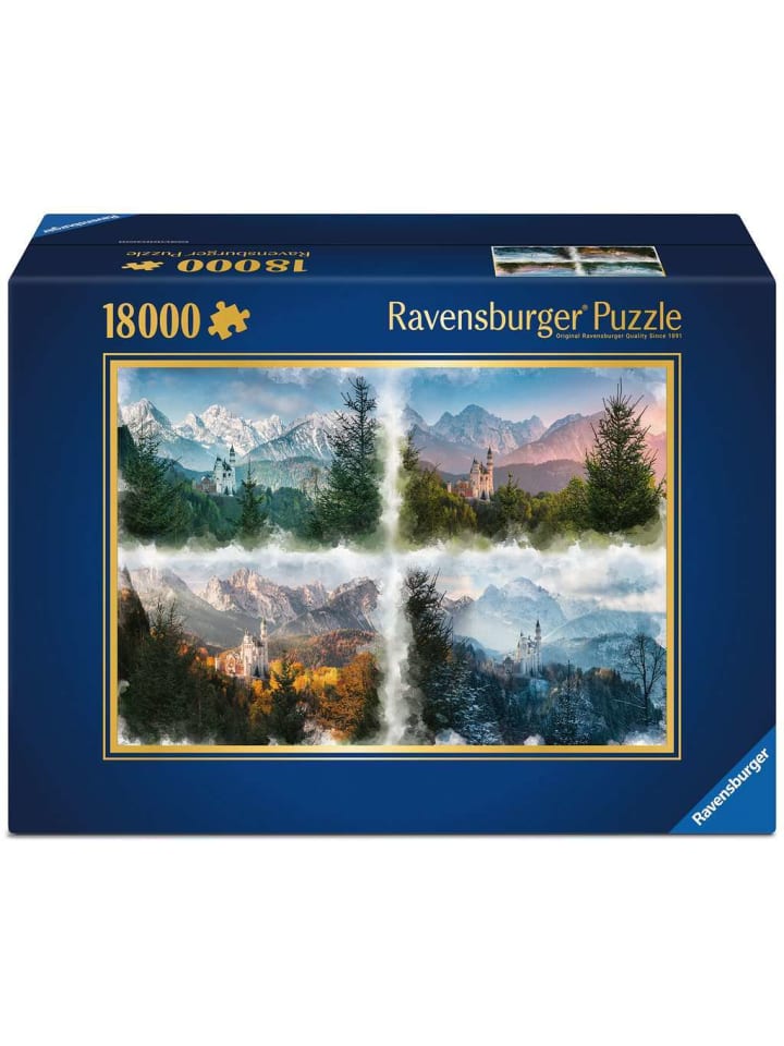 

Пазл Ravensburger, 18 000 деталей, «Сказочный замок в 4 временах года», в цвете