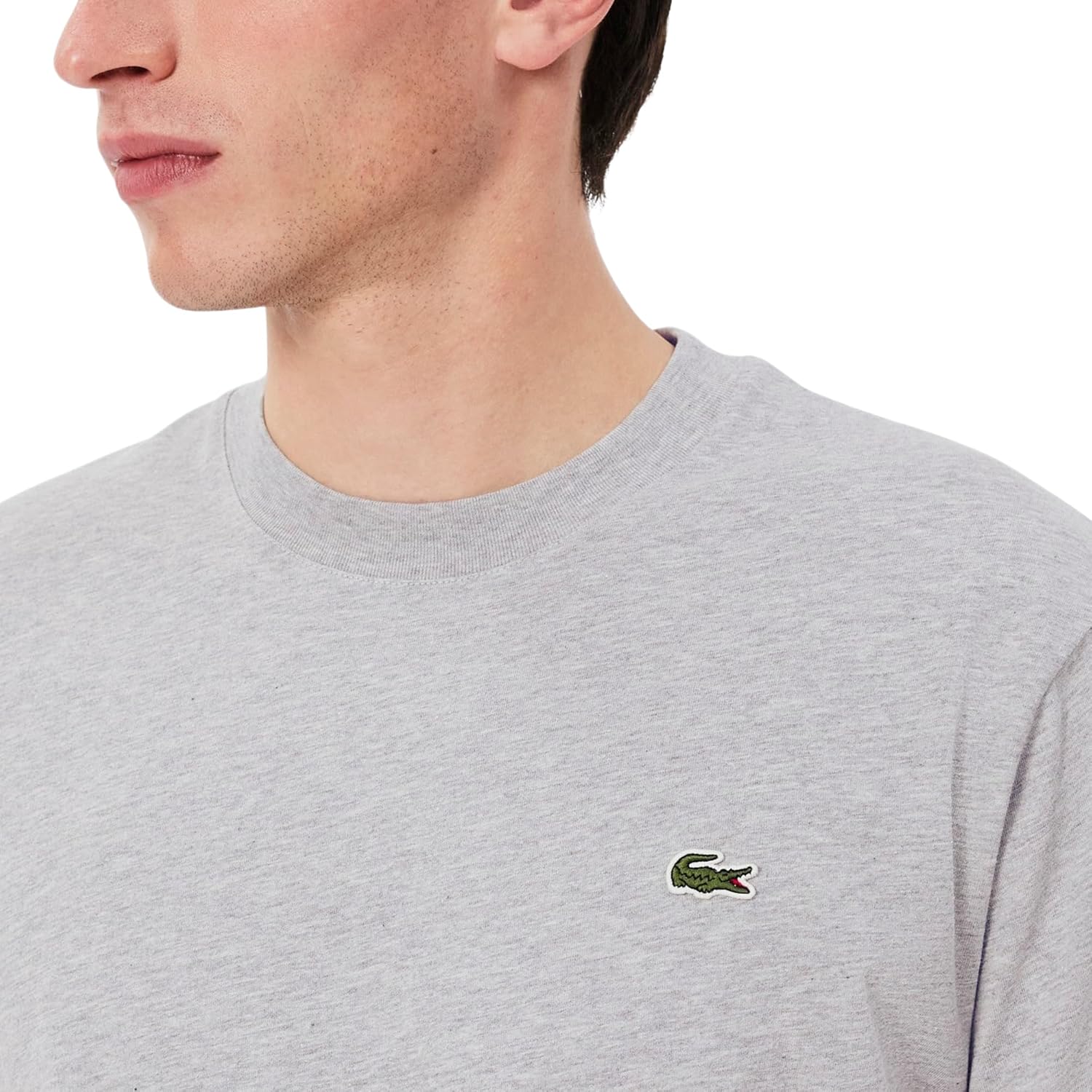 Мужская хлопковая футболка с логотипом Lacoste, Grey Chine — фото 2