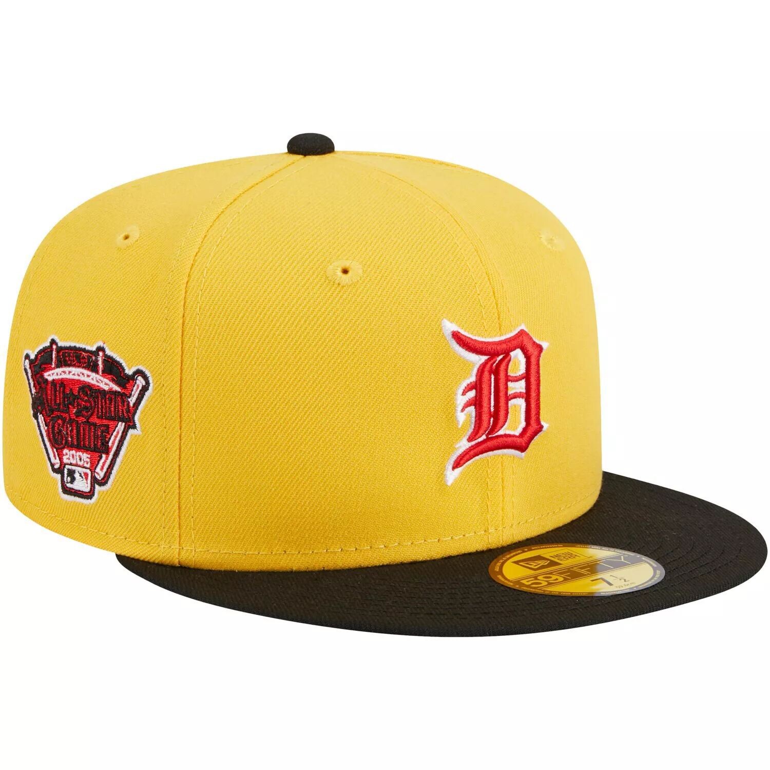 

Мужская облегающая шляпа New Era желтого/черного цвета с грилем 59FIFTY Detroit Tigers