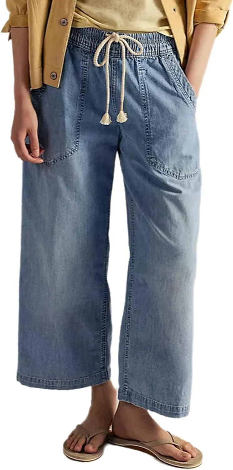 

Женские джинсы baggy wide leg с завязками low rise Xadsfeel