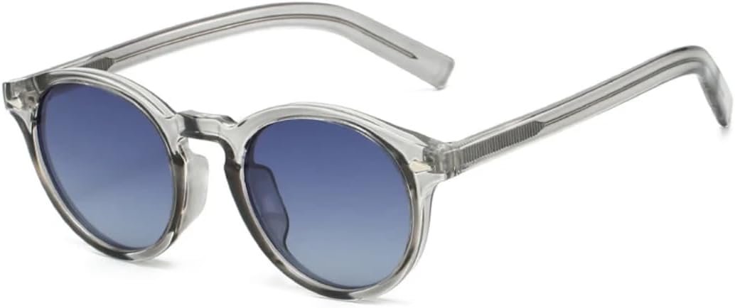 

Круглые женские солнцезащитные очки класса люкс с защитой от УФ-излучения UV400, модные, с градиентным зеркальным эффектом, мужские с заклепками, в стиле панк TKKTLLT, Grey Blue Grey