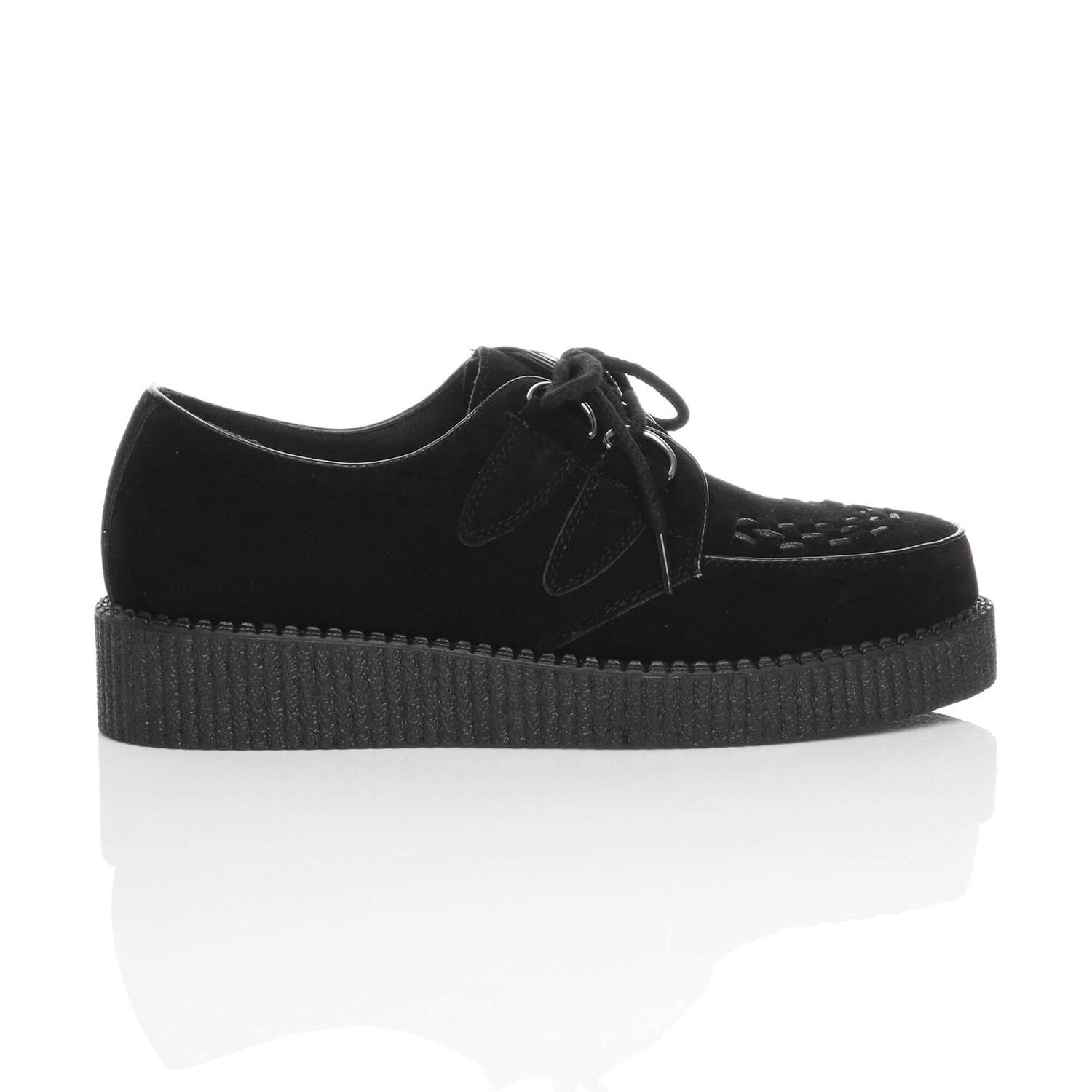 Туфли Teddy Boy на низкой танкетке Creepers из искусственной замши на шнуровке AJVANI, черный — фото 2