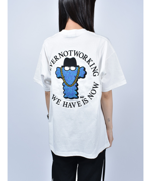 

Import & Select Футболка с коротким рукавом, вышивка на спине, оверсайз, Nevernotworking, белый