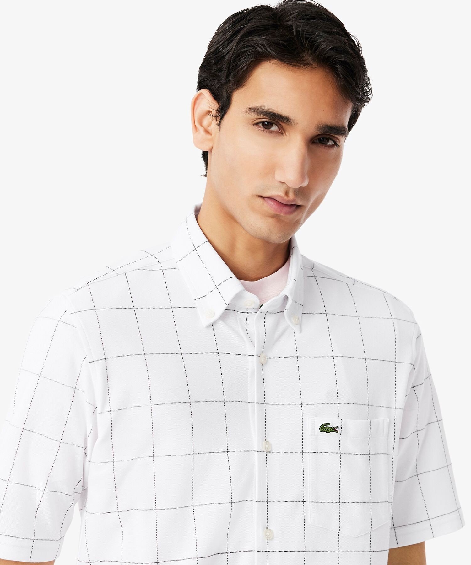 Футболка в клетку «оконная рама» LACOSTE, Black — фото 2