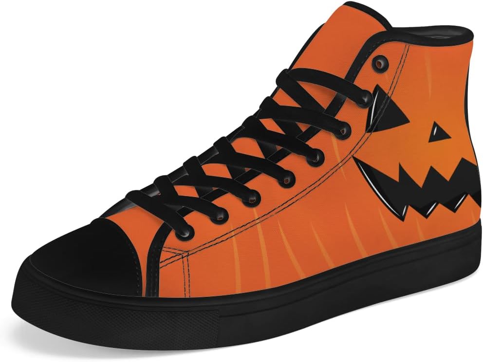 

Мужские и женские высокие кеды из холста с тыквенным рисунком, высокие кроссовки на шнуровке, повседневная обувь Chebing, оранжевый