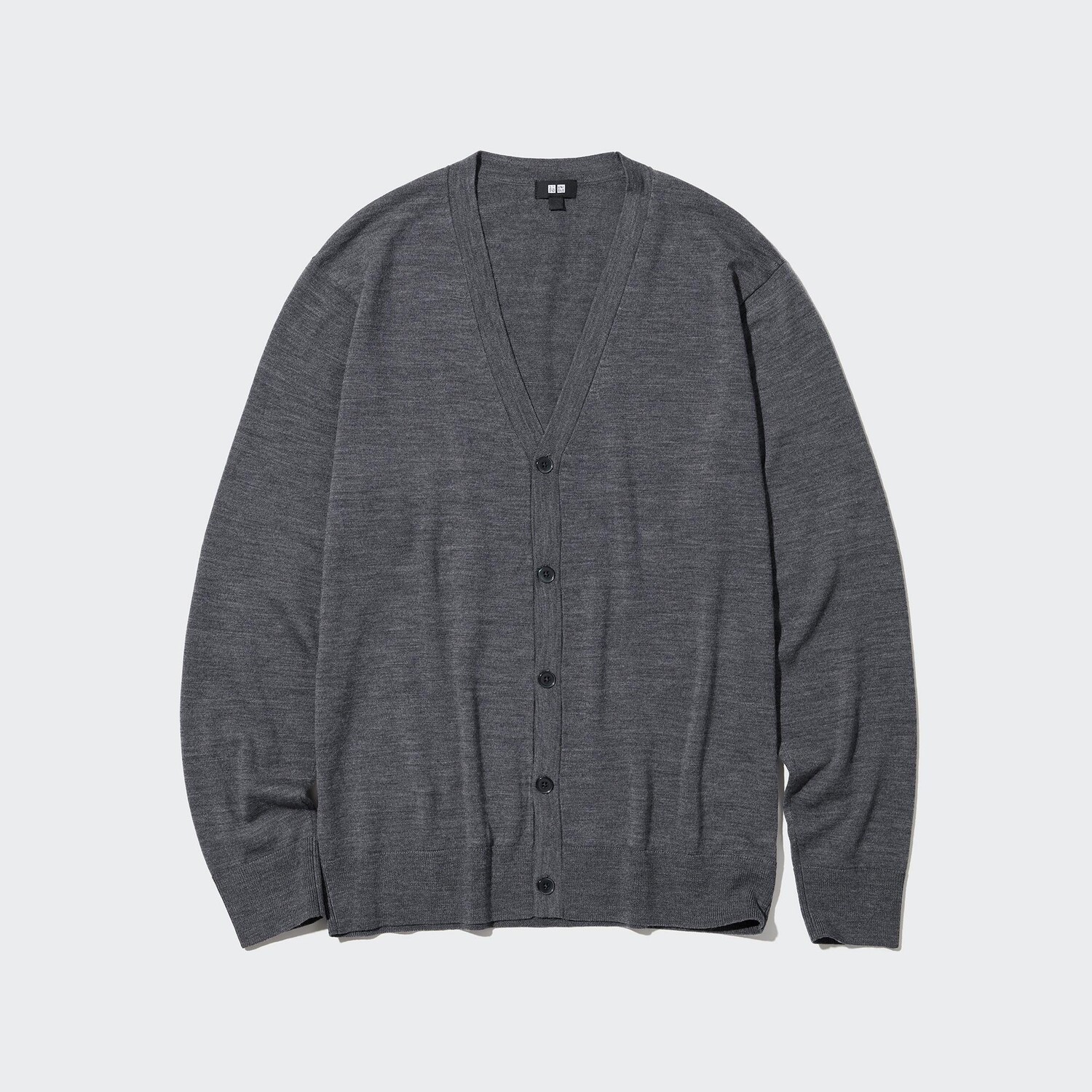 Кардиган Uniqlo мужской из шерсти мериноса с v-образным вырезом, черный — фото 4